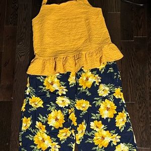 Outfit or individual. Floral yellow and Blue Top